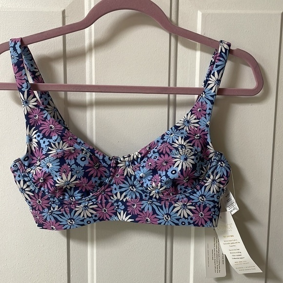 Women M Sports Bra L*Space Impact Underwire Hook & Eye Pink Blue Floral NWT 2073 - Picture 1 of 11